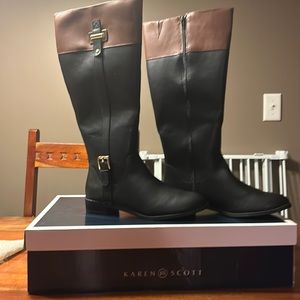 Karen Scott Black and Brown Knee-High Boots